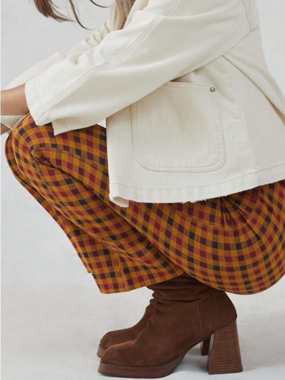 NWT! Anthropologie Margot kick flare crop pants checkered/plaid M